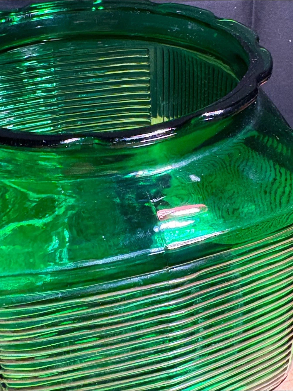 Vintage Green Ribbed Hoosier Glass Spice Canister Jar ALR Co R-17